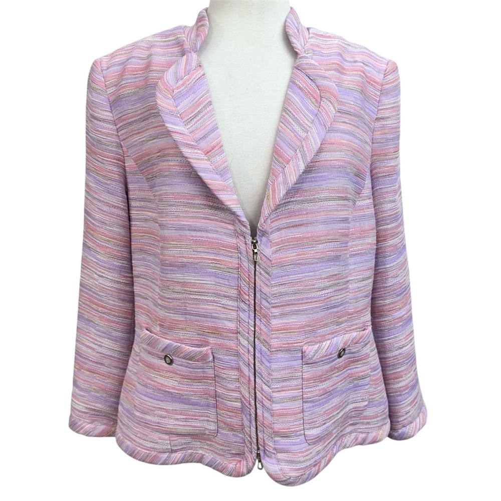 Carlisle Collection 16 Women’s Pink Multi Striped Blazer Jacket